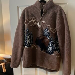 Old Navy Buffalo Sherpa Half Zip Fleece L Tall